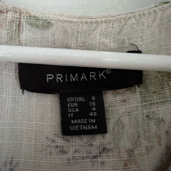 Primark Floral Ruffle Detail Peplum Short Blouse Linen Blend Top Size 4 Boho - Picture 3 of 7